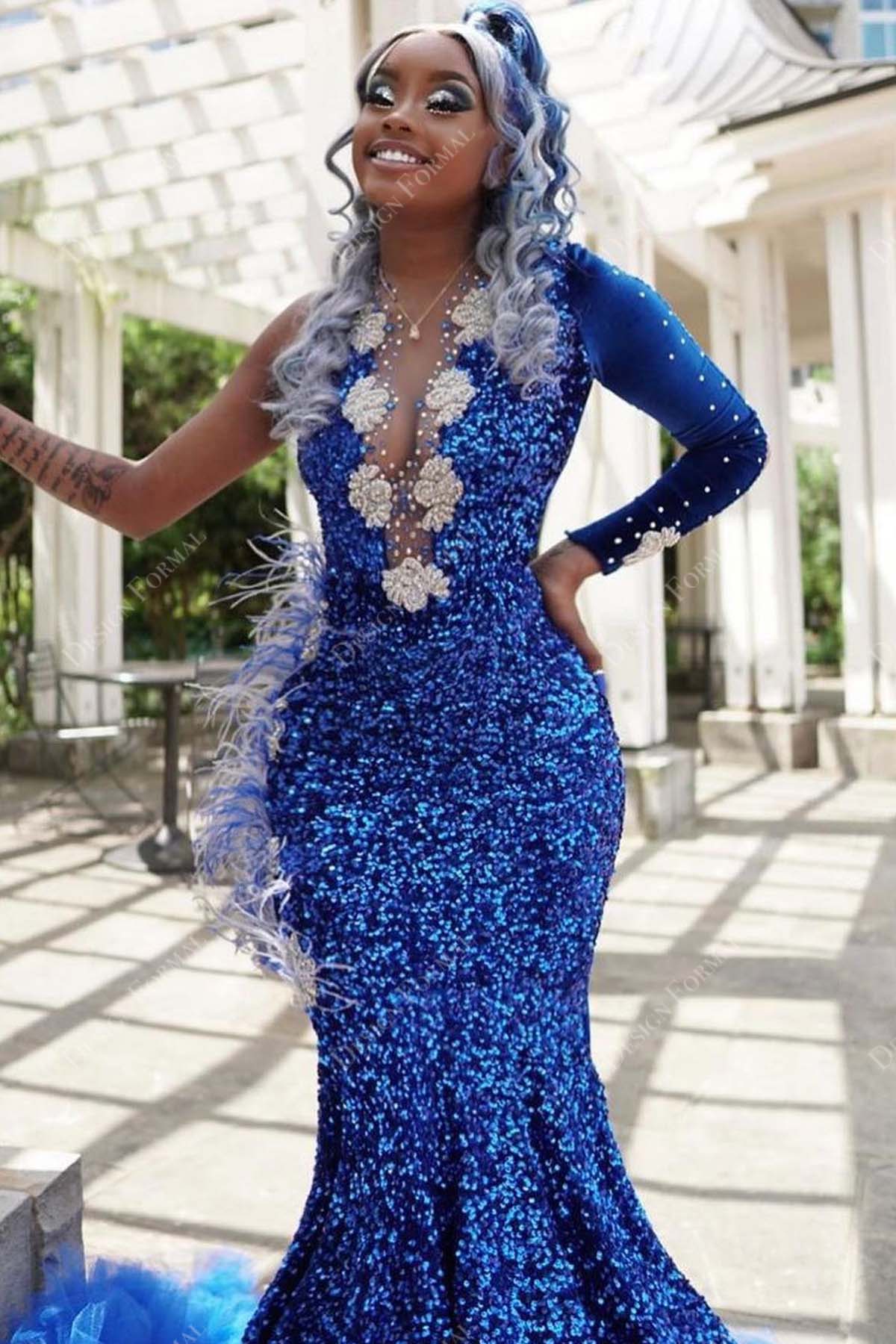 royal blue mermaid prom dress